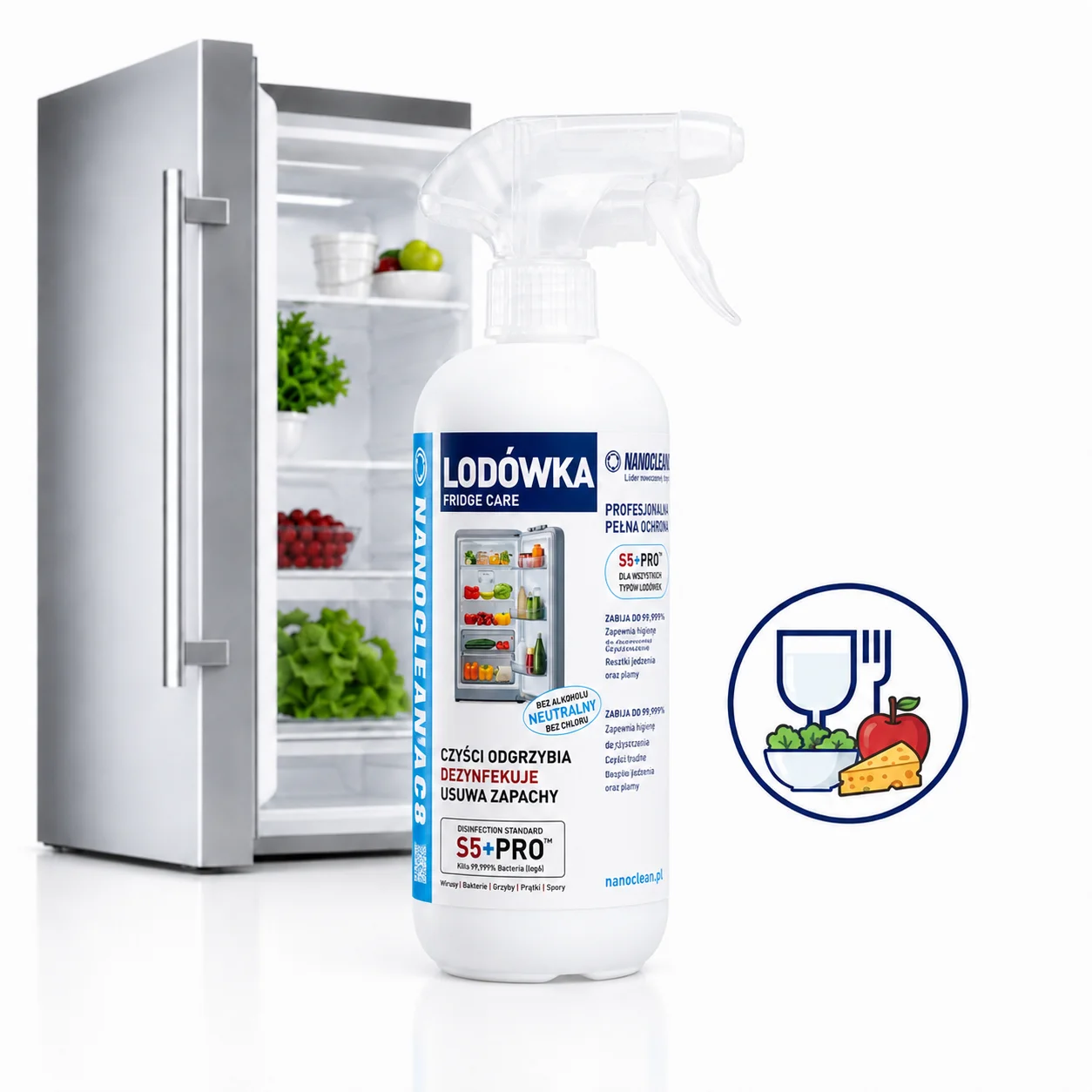 NANOCLEAN®AC8 HOME ODKURZACZ płyn czyszcząco-dezynfekujący w spryskiwaczu 490ML