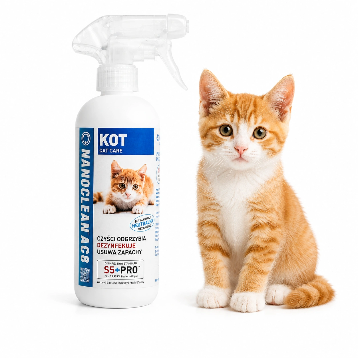 NANOCLEAN® AC8 HOME CAT cleaning and disinfecting liquid in spray bottle 490ML