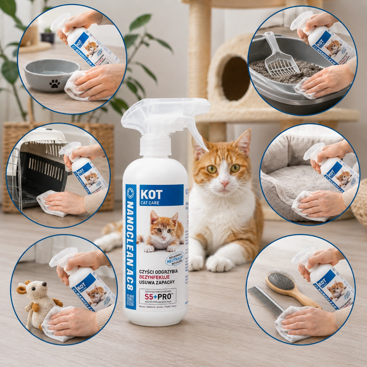 NANOCLEAN® AC8 HOME CAT cleaning and disinfecting liquid in spray bottle 490ML - Image 4