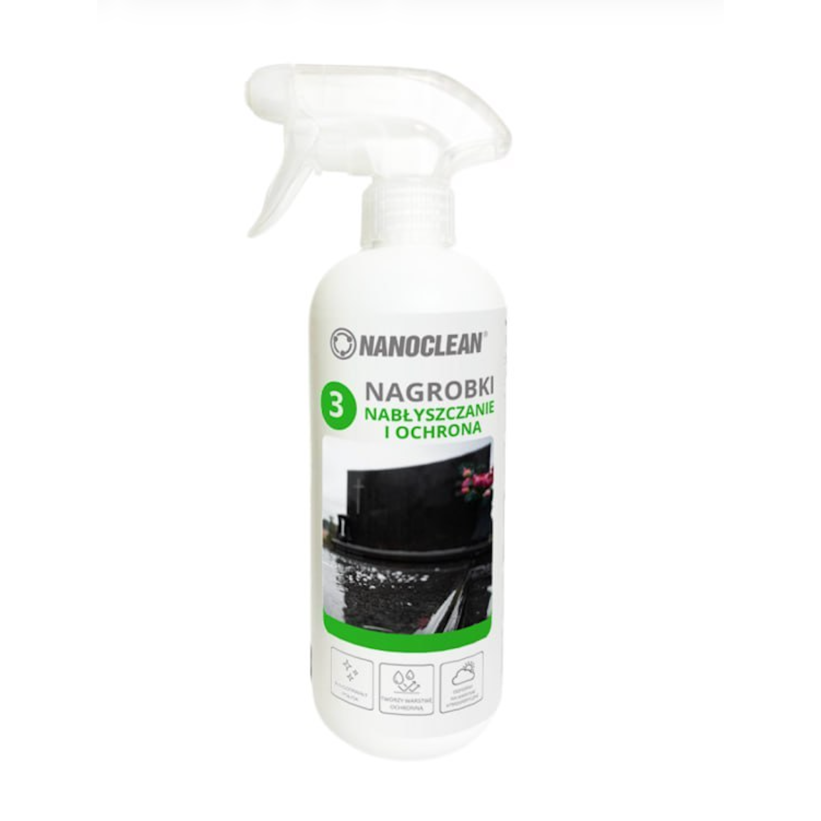 NANOCLEAN NAGROBKI Nabłyszczanie i ochrona nagrobków,, Spryskiwacz 500ml