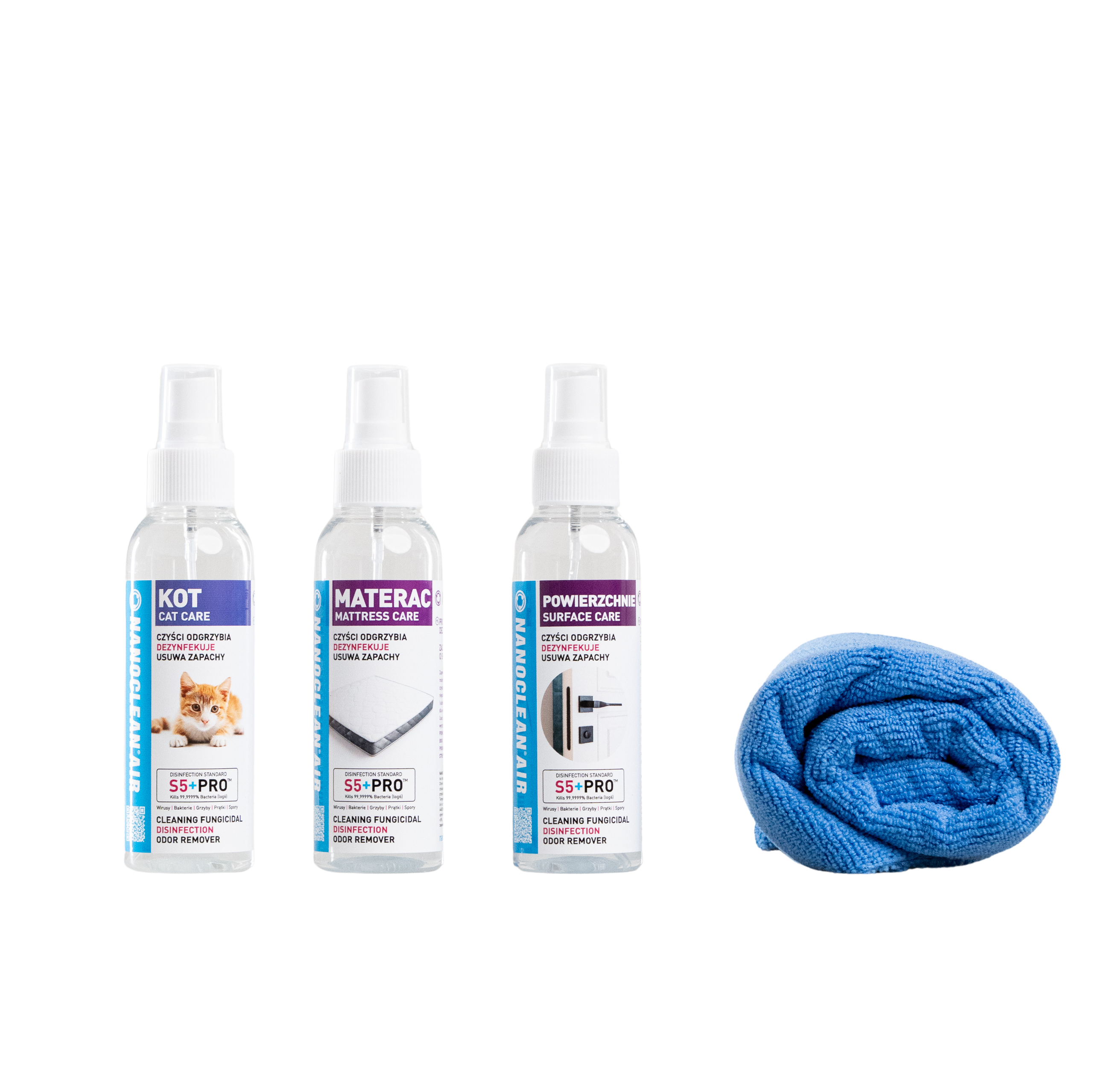 NANOCLEAN TK05 TRAVEL KIT KOT, MATERAC, POWIERZCHNIE, 3 x 100ml