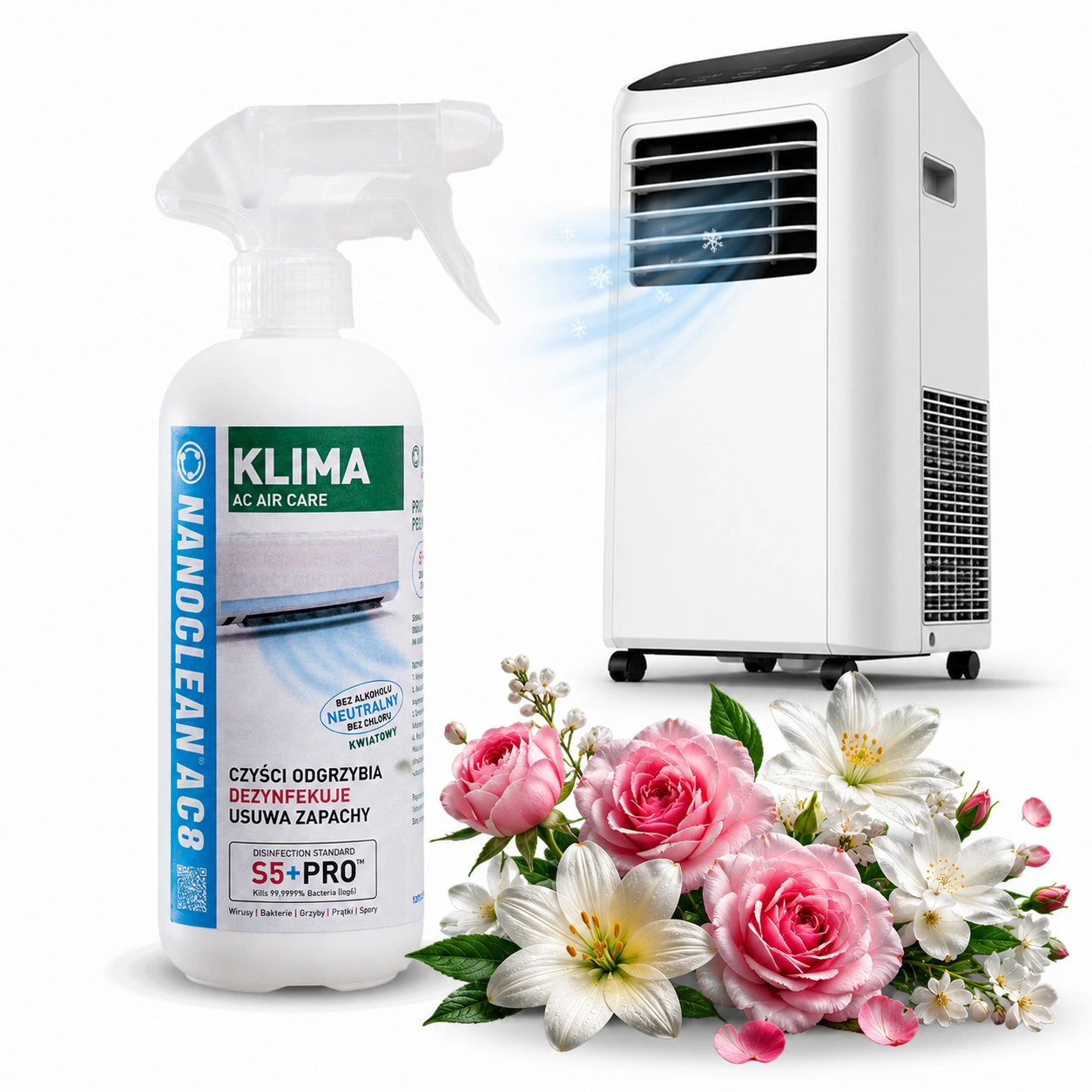 NANOCLEAN AC8 HOME KLIMATYZACJA Gotowy do użycia o zapachu kwiatowym w spryskiwaczu 490ml