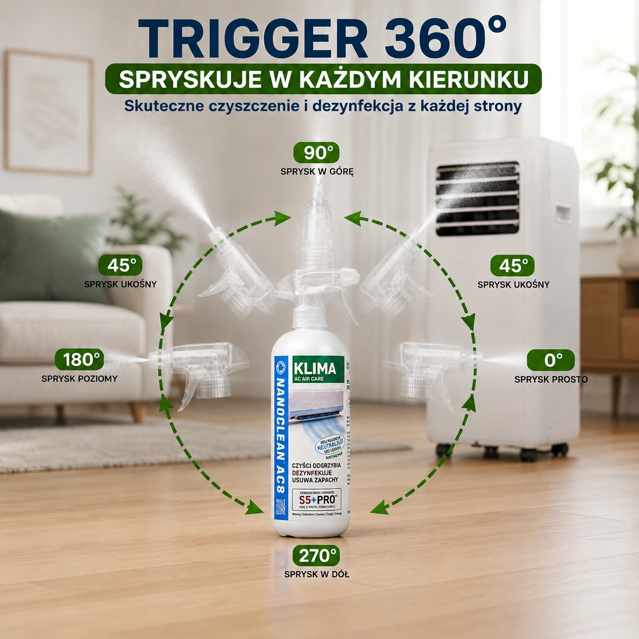 NANOCLEAN AC8 HOME KLIMATYZACJA Gotowy do użycia o zapachu kwiatowym w spryskiwaczu 490ml - obrazek 5